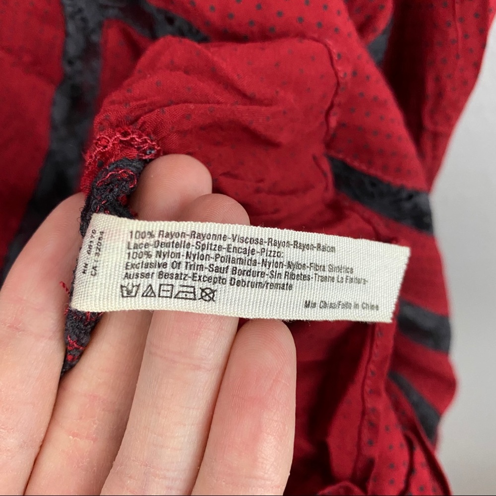 Free People • Red Voile Lace Slip Dress - Picture 4 of 5